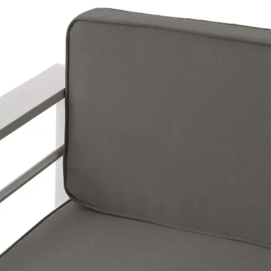 Christopher Knight Home Cape Coral 56" Outdoor Aluminum Loveseat with Cushions, Silver/Khaki image {8}