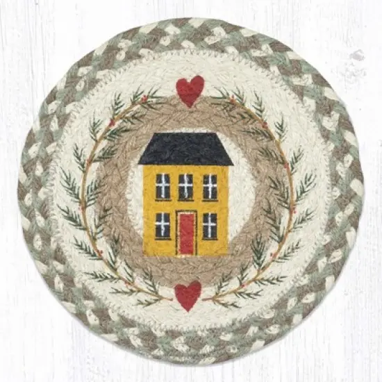 Earth Rugs Handcrafted Rustic Jute Trivet with Home Garland Print for Dining Table Use image {3}