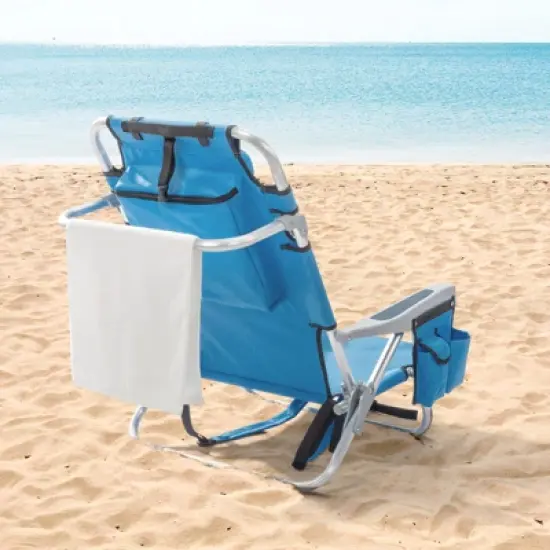 DOMETOUR Short Oxford Cloth Silver White Aluminum Tube Bearing 100kg Beach Chair Blue image {4}
