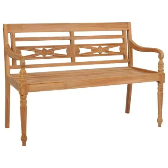 vidaXL Batavia Bench with Red Cushion 47.2" Solid Teak Wood - Red 47.2" image {10}