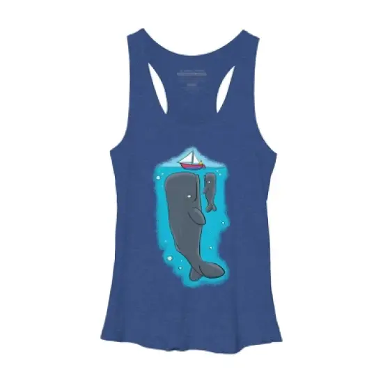 Women's Design By Humans Cute whales and sailing boat cartoon illustration By thefrogfactory Racerback Tank Top image {11}