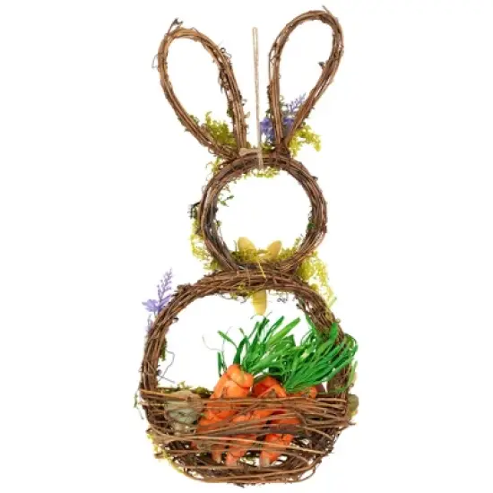 Northlight Artificial Floral Bunny Hanging Easter Basket Decoration - 14.5" image {4}