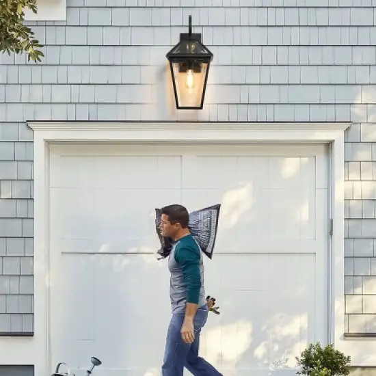 Black Aluminum Light Fixtures LED Outdoor Wall Lights Light That Comes On Automatically At Night Waterproof Modern Glass Sconce-The Pop Home image {7}