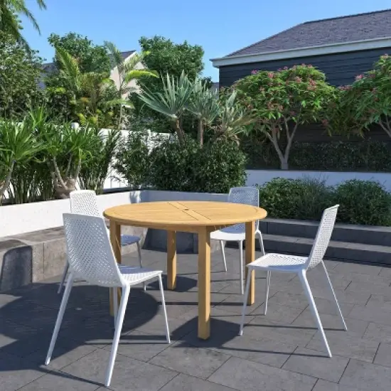 Amazonia 5pc Eucalyptus Round Neville Outdoor Patio Dining Set image {1}