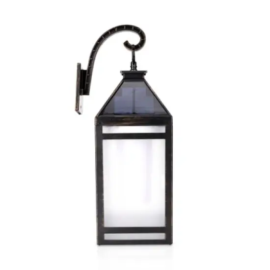 Solar Portable Hanging Outdoor Lantern with Hanger and Flame/Still Light Black - Techko Maid image {2}