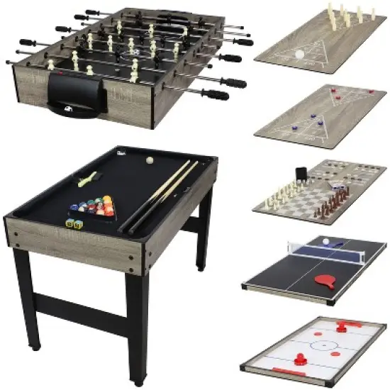 Sunnydaze 10-in-1 Multi-Game Table with Billiards, Foosball, Hockey, Ping Pong, Chess, Checkers, Backgammon, Shuffleboard, Bowling, and Cards - 49.5" image {13}