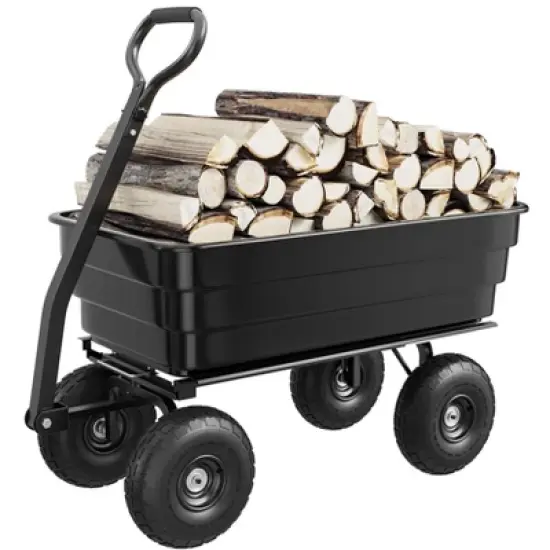 600 Lbs Poly Garden Dump Cart, Camping Beach Wagon w/180&deg; Rotating Handle, Heavy Duty Yard Carts, Quick Release Utility Wheel Barrow Trolley image {8}