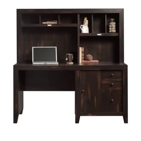 Dakota Pass Computer Desk with Hutch Light Brown - Sauder image {16}
