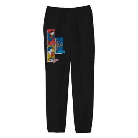 The Justice League Batman, Superman, Wonder Woman Youth Black Graphic Jogger Pants image {3}