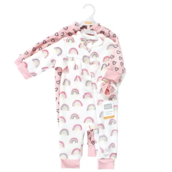 Hudson Baby Infant Girl Plush Jumpsuits, Modern Rainbow image {1}