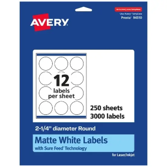 Avery Matte White Round Labels, 2.25" diameter image {9}