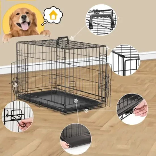 JIONJOY Double Door Dog Crate | Black image {5}