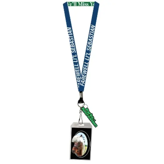 Parks and Recreation Farewell Li'l Sebastian Lanyard with Clear ID Badge Holder Blue image {3}