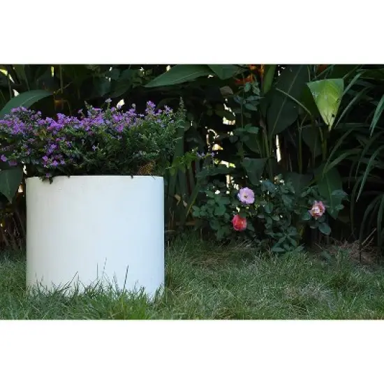 Rosemead Home & Garden, Inc. 10" Wide Kante Lightweight Modern Concrete Outdoor Planter Pot Pure White image {2}