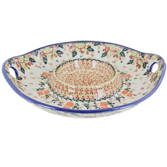 Blue Rose Polish Pottery Forest Friends Chip & Dip Plate image {3}