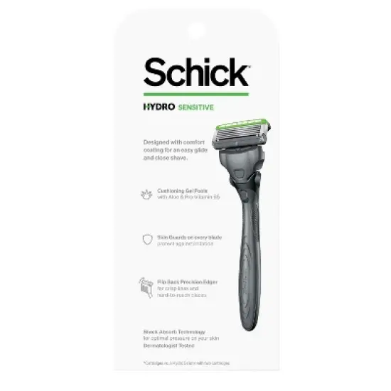 Schick Hydro Sensitive Razor &ndash; 5 Blade Razor for Men with Sensitive Skin - Trial Size &ndash; 1 Razor Handle with 3 Razor Refills image {8}