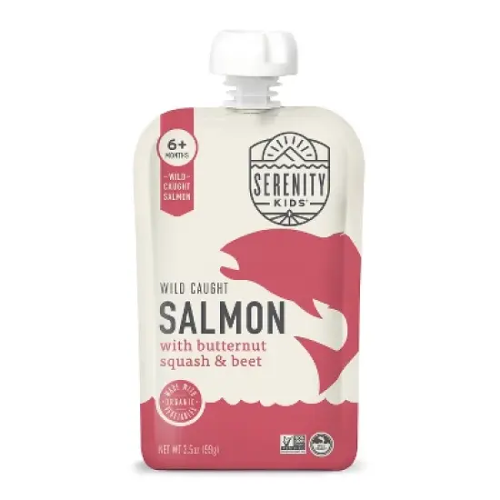 Serenity Kids Wild Caught Salmon with Organic Butternut Squash & Beet Baby Food Pouch - 3.5oz image {8}
