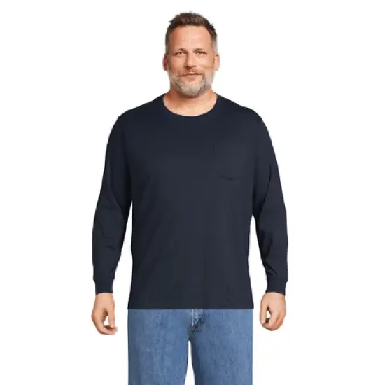 Lands' End Men's Super-T Long Sleeve T-Shirt with Pocket image {10}