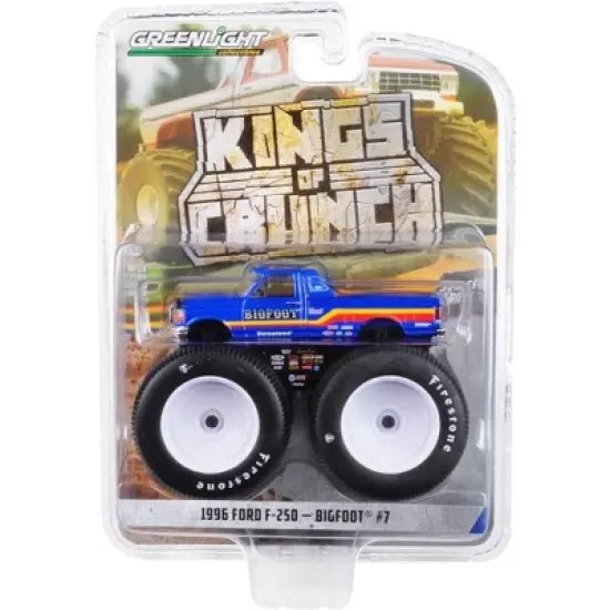 1996 Ford F-250 Monster Truck "Bigfoot #7" Metallic Blue with Stripes 1/64 Diecast Model Car by Greenlight image {2}