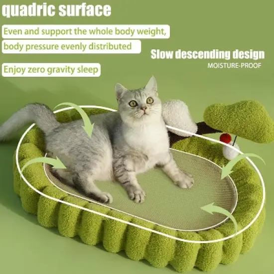 Large Space Tree Cat scratching board, Hand Woven Sisal Cat scratching Bed, Green Small Tree Design scratching Post and Lounge image {3}