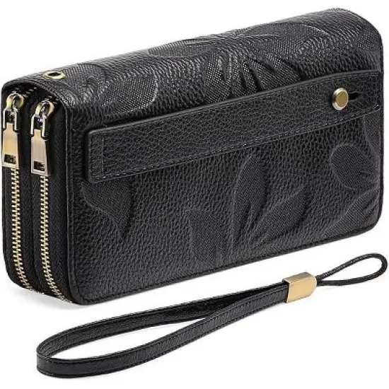 Ladies' clutch bag with anti-theft wrist strap,leather wallet,large-capacity credit card holder,handle-style carry strap image {4}