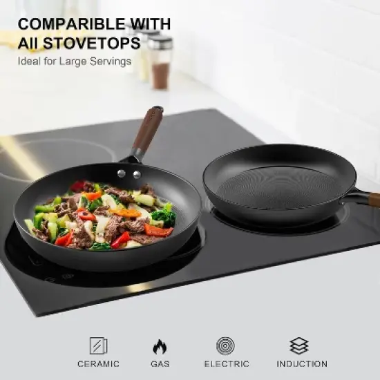 Nonstick Cast Iron Skillet,10" Inch Non Stick Frying Pans Pizza pan,Ergonomic grip,Dishwasher Safe,Even Heat Conduction, PFOA-Free image {5}