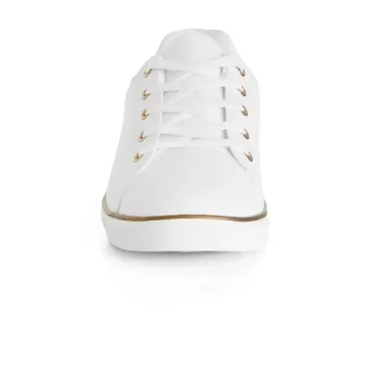 Women's WIDE FIT Metallic Stripe Trainer - white | EVANS image {4}