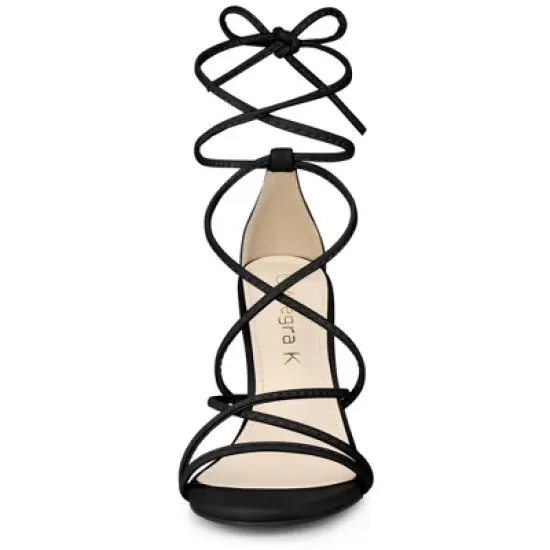 Allegra K Women's Lace Up Strappy Stiletto Heels Sandals image {2}