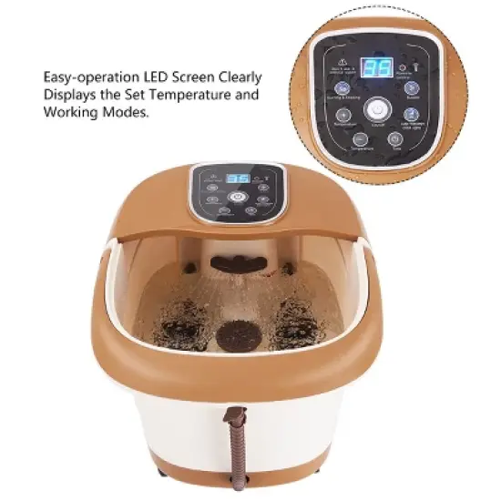 All-In-One Foot Spa Bath Massager Tem/Time Set Heat Bubble Vibration W/6 Roller image {5}