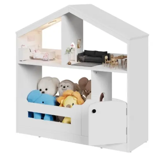 2/ 3 Tier Kids Bookshelf,Toy Storage Organizer with Motion Sensor Light,Wooden Book Rack for Childrens Room Classroom image {7}