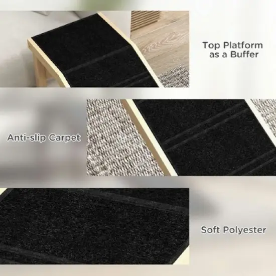 Resenkos Dog Ramp for Bed, Pet Ramp for Dogs with Non-Slip Carpet and Top Platform, 74" x 16" x 25", Natural Black image {4}