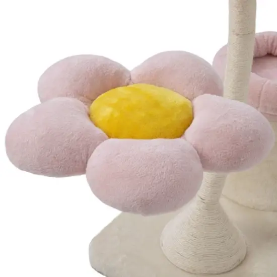 Kumasinova Flower-Shaped Modern Cat Tree,Cat Tower with Scratching Post,Cat Tree Tower with Blooming Platforms Bed,Cat Trees with Dangling Toys image {2}