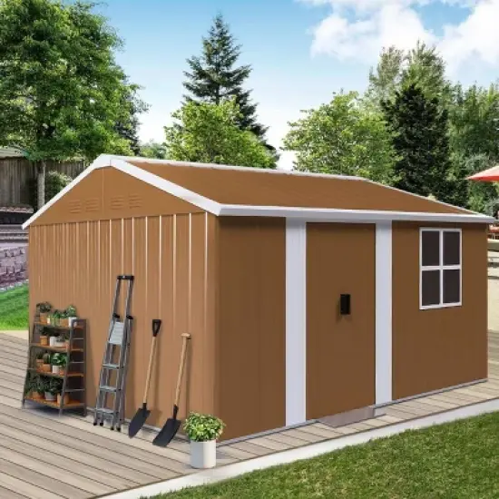 Metal Backyard Storage Shed with Sliding Door and Windows,Heavy Duty Outdoor Garden Storage Shed,Weatherproof Metal Tool Shed-Coolbibila image {7}