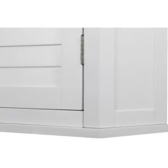 Slone White Shuttered Corner Cabinet - Elegant Home Fashion image {8}