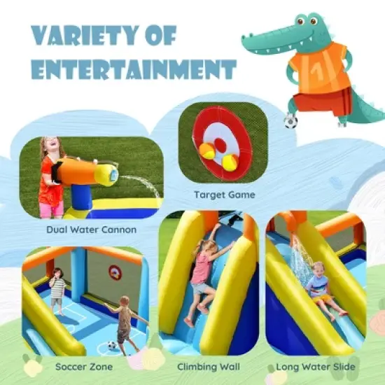 Costway Giant Soccer-Themed Inflatable Water Slide Bouncer W/ Splash Pool Without Blower image {6}
