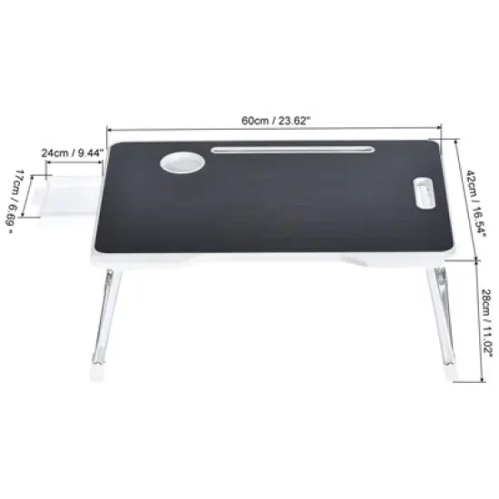 Unique Bargains Portable Notebook Laptop for Bed Couch Sofa Desk with Stand Drawer Cup Holder Foldable Table image {1}