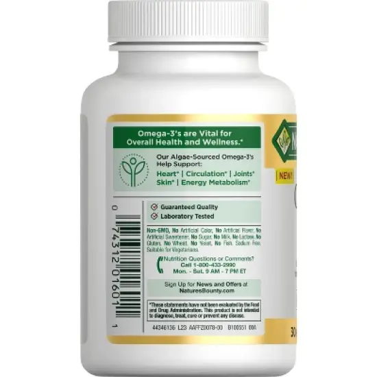 Nature's Bounty Plant-Based Omega-3 1000mg Soft Gels - 30ct image {2}