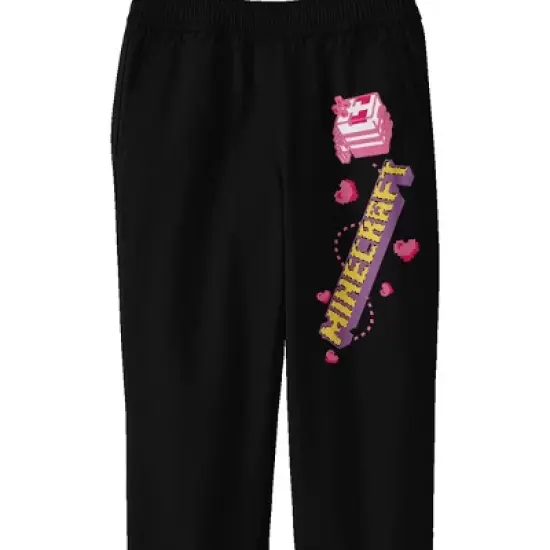 Minecraft Block Butterfly Flying Over Logo Youth Black Graphic Sweatpants image {1}