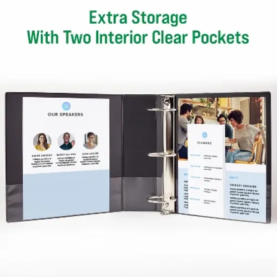 Office Essentials Economy View 3 Ring Binders, 3" Round Rings, 3.5" Spine, 460-Sheet Capacity, Black Binders (4-Pack of 03149) image {2}