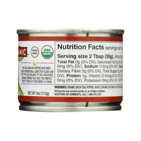 Rio Luna Organic Diced Green Chiles - Case of 12/4 oz image {2}