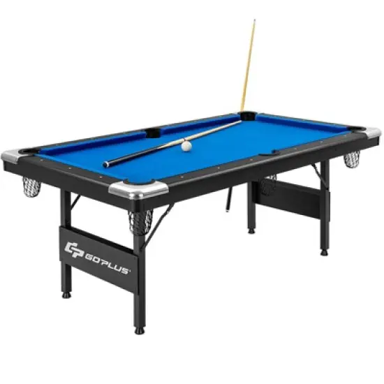 Costway 6 FT Billiard Table 76 Inch Foldable Pool Table Perfect for Kids and Adults Blue image {8}