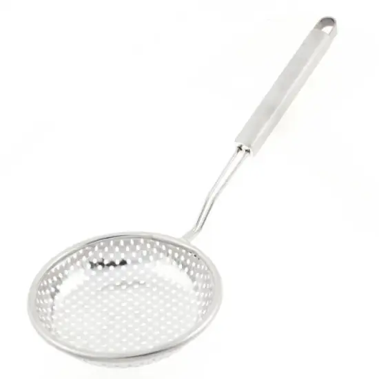 Unique Bargains Kitchen Utensil Flat Head Ladle 13" Length Strainers Silver Tone image {4}