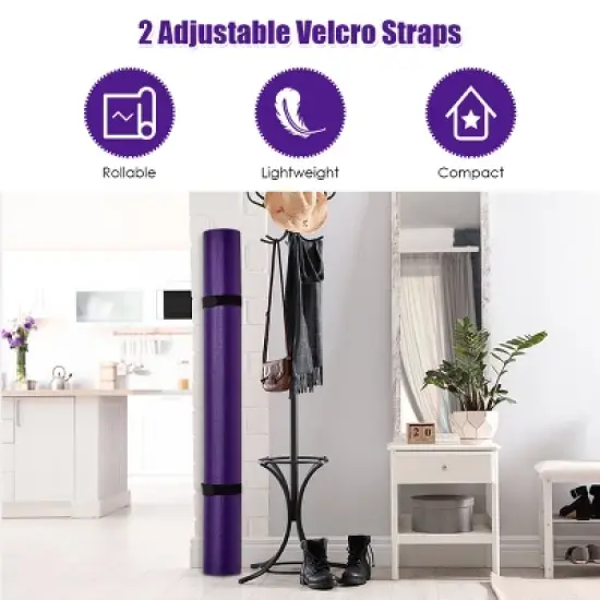 Large Yoga Mat 6' x 4' x 8 mm Thick Workout Mats for Home Gym Flooring Purple image {5}