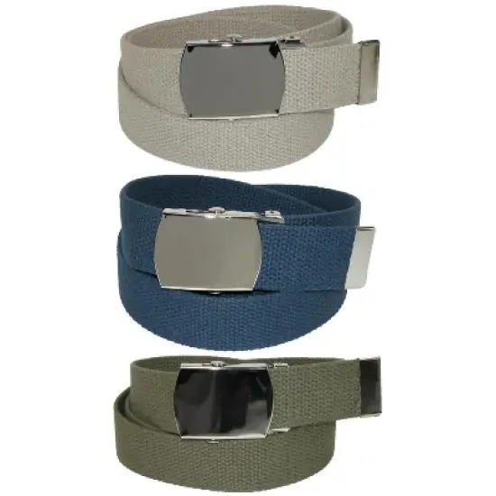 CTM Big & Tall Cotton Belt with Nickel Buckle (Pack of 3 Colors) image {5}