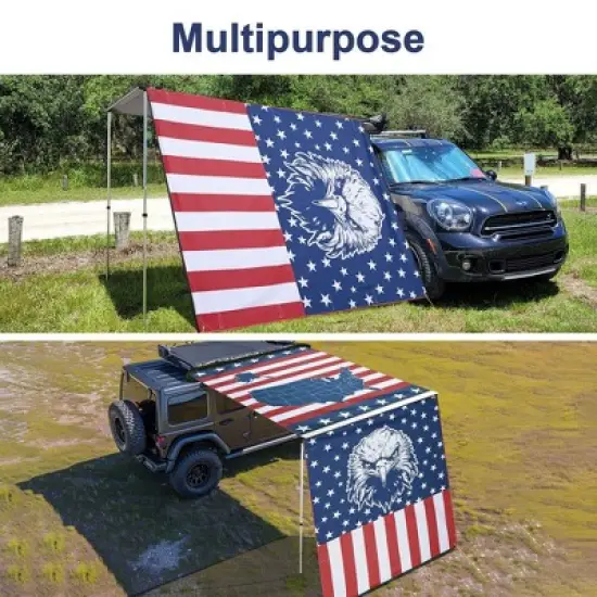 Yescom 6.5x7.8 Ft Carside Awning Replacement Fabric with Side Wall Roof Rack Overland Multicolor image {3}