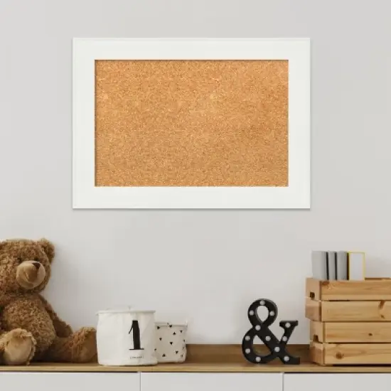 Amanti Art Vanity White Narrow Framed Corkboard, Natural Cork image {5}