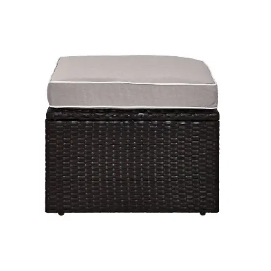 Palm Harbor Outdoor Wicker Ottoman - Gray - Crosley image {4}