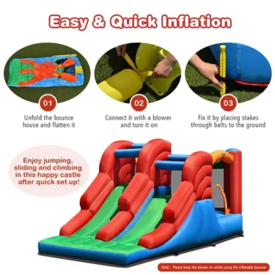 Costway Inflatable Bounce House 3-in-1 Dual Slides Jumping Castle Bouncer without Blower image {7}