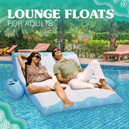 4E's Novelty 2-Person Inflatable Pool Recliner Float With Cup Holder For Adults, Pool Recliner Easy To Inflate And Deflate Unmatched Comfort image {6}