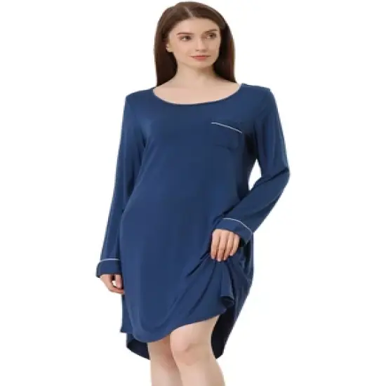 Allegra K Women's Lounge Dress Pajamas Soft Long Sleeve Mini Sleepwear Nightgown image {9}